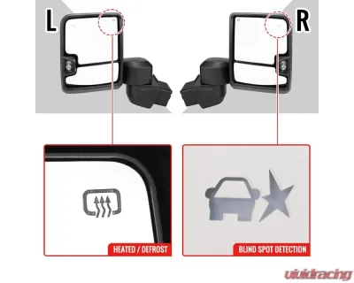 Spec-D Black Towing Mirrors w/ LED Turn Signal Lights (Clear Lens) Chevrolet | GMC 2020-2022 - RMX-SIV2025G3HP-FS