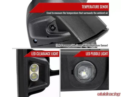 Spec-D Black Towing Mirrors w/ LED Turn Signal Lights (Clear Lens) Chevrolet | GMC 2020-2022 - RMX-SIV2025G3HP-FS