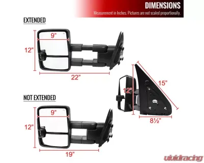 Spec-D Power Heated BSM Manual Extendable Towing Mirrors w/ LED Turn Signal & Clearance Lights Toyota Tundra | Sequoia 2007-2017 - RMX-TUN07G3LEDHP-FS