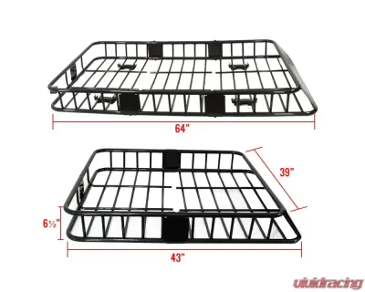 Spec-D Universal Black Coating Roof Rack Cargo Carrier w/ Extendable Luggage Hold Basket - RRBK-EXT005BK