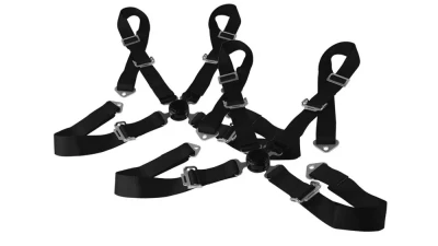 Spec-D Universal Black 4 Point Quick Release Camlock Racing Seat Belt Safety Harness                                     - RSB-4PTBLK-RS - Image 3