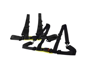 Spec-D Universal Black 4 Point Racing Seat Belt Buckle Safety Harness