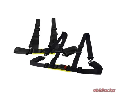 Spec-D Universal Black 4 Point Racing Seat Belt Buckle Safety Harness - RSB-4PTBLK