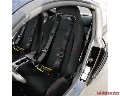 Spec-D Universal Black 4 Point Racing Seat Belt Buckle Safety Harness - RSB-4PTBLK