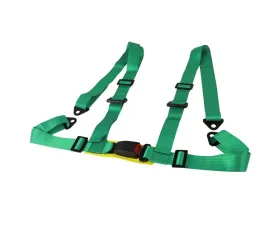 Spec-D Universal Green 4 Point Racing Seat Belt Buckle Safety Harness