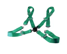 Spec-D Universal Green 4 Point Quick Release Camlock Racing Seat Belt Safety Harness