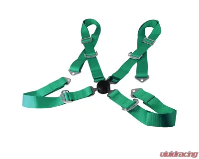Spec-D Universal Green 4 Point Quick Release Camlock Racing Seat Belt Safety Harness - RSB-4PTGRN-RS