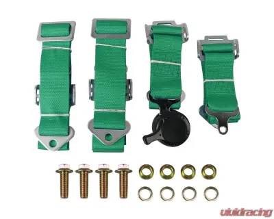 Spec-D Universal Green 4 Point Quick Release Camlock Racing Seat Belt Safety Harness - RSB-4PTGRN-RS