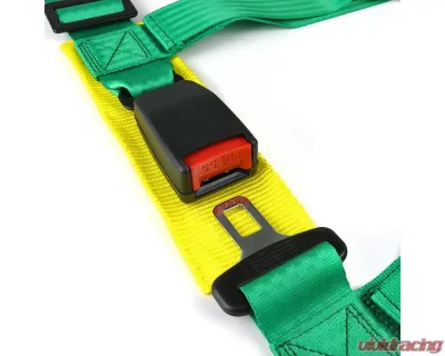 Spec-D Universal Green 4 Point Racing Seat Belt Buckle Safety Harness - RSB-4PTG