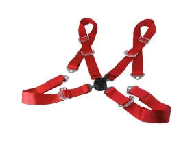 Spec-D Universal Red 4 Point Quick Release Camlock Racing Seat Belt Safety Harness