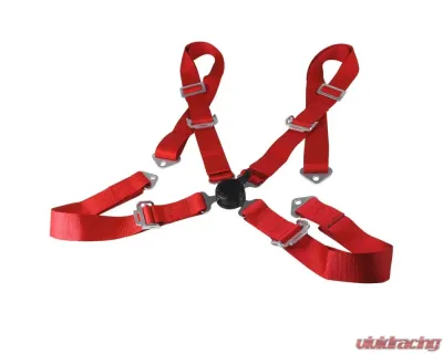 Spec-D Universal Red 4 Point Quick Release Camlock Racing Seat Belt Safety Harness - RSB-4PTRED-RS