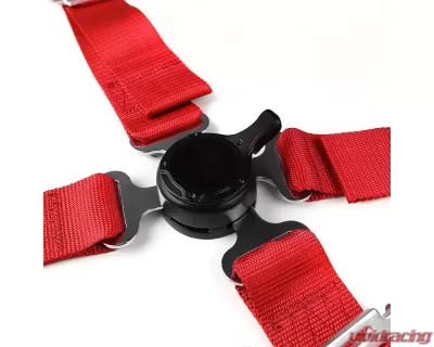 Spec-D Universal Red 4 Point Quick Release Camlock Racing Seat Belt Safety Harness - RSB-4PTRED-RS