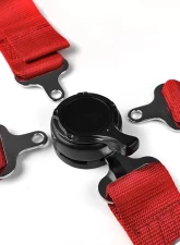 Spec-D Universal Red 4 Point Quick Release Camlock Racing Seat Belt Safety Harness                                     - RSB-4PTRED-RS - Image 3