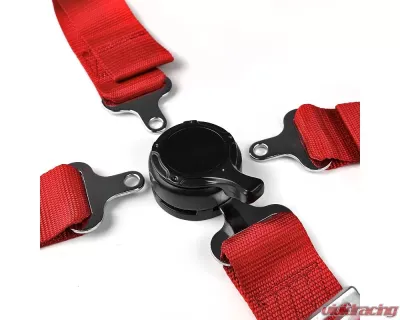 Spec-D Universal Red 4 Point Quick Release Camlock Racing Seat Belt Safety Harness - RSB-4PTRED-RS