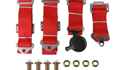 Spec-D Universal Red 4 Point Quick Release Camlock Racing Seat Belt Safety Harness                                     - RSB-4PTRED-RS - Image 9