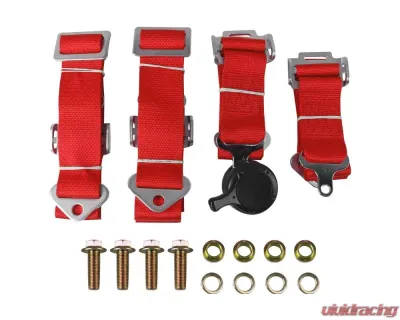 Spec-D Universal Red 4 Point Quick Release Camlock Racing Seat Belt Safety Harness - RSB-4PTRED-RS