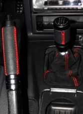 Spec-D Black Suede JDM Manual Shift Boot w/ Red Stitching Honda | Acura 1992-2001                                     - SKB-BLKSU-RS - Image 7