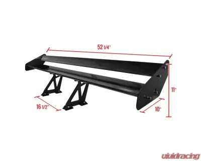 Spec-D Universal Black CNC Aluminum 52" Double Deck Adjustable Trunk Spoiler Wing - SPL-GT001DD52BK