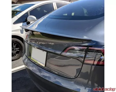 Spec-D Carbon Fiber w/ Glossy Black Finish Factory Style Rear Trunk Spoiler Tesla Model 3 2017-2020 - SPL-TSLA317CF-AK