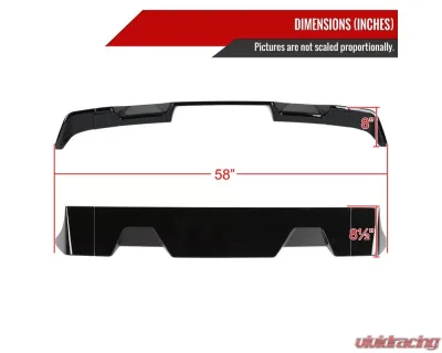 Spec-D Glossy Black ABS Rear Roof Truck Spoiler Wing Kit Toyota Tundra 2014-2021 - SPL-TUN14GB-KH