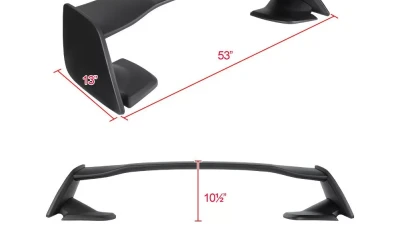 Spec-D Matte Black ABS Factory STI Style 5PC Rear Spoiler Wing  Subaru WRX | STI 2015-2021                                     - SPL-WRX15JMSTI-4C - Image 2