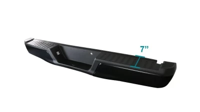 Spec-D Black Stainless Steel Factory Style Replacement Rear Step Bumper w/ License Lamps Ford F-150 2015-2018                                     - SRB-F15015BK-FS - Image 2