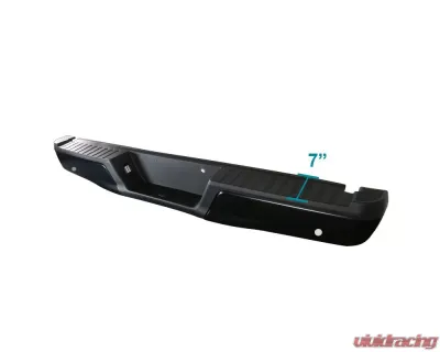 Spec-D Black Stainless Steel Factory Style Replacement Rear Step Bumper w/ License Lamps & Sensor Holes Ford F-150 2015-2018 - SRB-F15015PBK-FS
