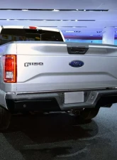 Spec-D Black Stainless Steel Factory Style Replacement Rear Step Bumper w/ License Lamps & Sensor Holes Ford F-150 2015-2018                                     - SRB-F15015PBK-FS - Image 4