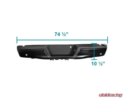 Spec-D Black Stainless Steel Factory Style Replacement Rear Step Bumper w/ License Lamps & Sensor Holes Ford F-150 2015-2018 - SRB-F15015PBK-FS