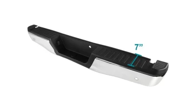 Spec-D Chrome Stainless Steel Factory Style Replacement Rear Step Bumper w/ License Lamps & Sensor Holes Ford F-150 2015-2018                                     - SRB-F15015PCR-FS - Image 2