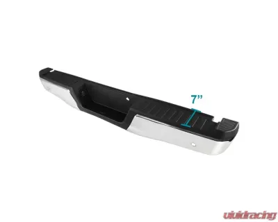 Spec-D Chrome Stainless Steel Factory Style Replacement Rear Step Bumper w/ License Lamps & Sensor Holes Ford F-150 2015-2018 - SRB-F15015PCR-FS