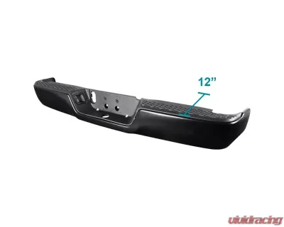 Spec-D Black Stainless Steel Factory Style Replacement Rear Step Bumper w/ License Lamps Dodge RAM 2009-2018 - SRB-RAM09SBK-FS