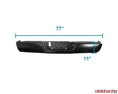 Spec-D Black Stainless Steel Factory Style Replacement Rear Step Bumper w/ License Lamps Dodge RAM 2009-2018 - SRB-RAM09SBK-FS