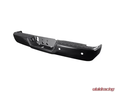 Spec-D Black Stainless Steel Factory Style Replacement Rear Step Bumper w/ License Lamps & Sensor Holes Dodge RAM 2009-2018 - SRB-RAM09SDBK-FS