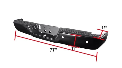 Spec-D Black Stainless Steel Factory Style Replacement Rear Step Bumper w/ License Lamp & Sensor Holes Dodge Ram 2009-2018                                     - SRB-RAM09SDBK-FS - Image 2