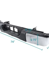 Spec-D Black Stainless Steel Factory Style Replacement Rear Step Bumper w/ License Lamp Toyota Tundra 2014-2018                                     - SRB-TUN14CR-FS - Image 2
