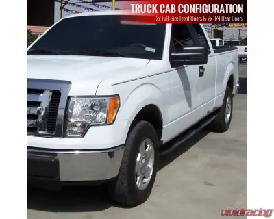 Spec-D 3" Black Stainless Steel Side Step Nerf Bars Ford F-150 Super Cab 2009-2014 - SSB3-F15009SCBK-WB