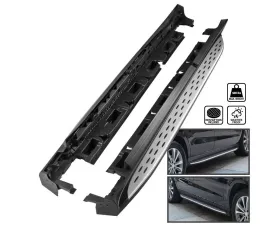 Spec-D Black Coated Silver Aluminum Side Step Rail Nerf Barss/Running Boards Mercedes Benz X166 GL | GLS-Class 2013-2018
