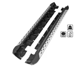 Spec-D Black Coated Silver Aluminum Side Step Rail Nerf Barss/Running Boards Mercedes Benz X204 GLK-Class 2010-2015