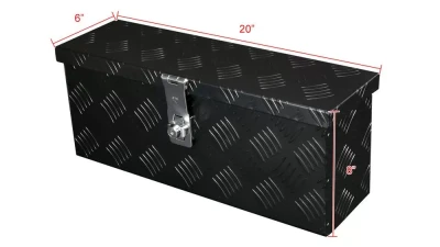 Spec-D Universal 20" Heavy Duty Black Aluminum Truck Tool Box w/ Lock & Keys                                     - TBOX-ALM01BK - Image 2