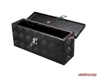 Spec-D Universal 20" Heavy Duty Black Aluminum Truck Tool Box w/ Lock & Keys - TBOX-ALM01BK