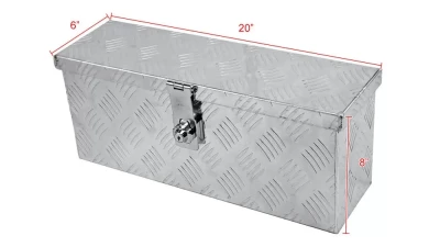 Spec-D Universal 20" Heavy Duty Silver Aluminum Tool Box w/ Lock & Keys                                     - TBOX-ALM01 - Image 2