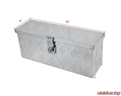 Spec-D Universal 20" Silver Aluminum Heavy Duty Truck Tool Box w/ Lock & Keys - TBOX-ALM01