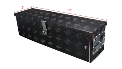 Spec-D Universal 31" Heavy Duty Black Aluminum Tool Box w/ Side Handles, Lock, & Keys                                     - TBOX-ALM03BK - Image 2