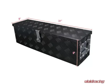 Spec-D Universal 31" Heavy Duty Black Aluminum Tool Box w/ Side Handles, Lock, & Keys - TBOX-ALM03BK