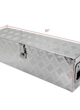 Spec-D Universal 31" Silver Aluminum Heavy Duty Truck Tool Box w/ Side Handles, Lock & Keys                                     - TBOX-ALM03 - Image 2