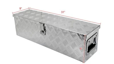 Spec-D Universal 31" Heavy Duty Silver Aluminum Tool Box w/ Side Handles, Lock, & Keys                                     - TBOX-ALM03 - Image 2