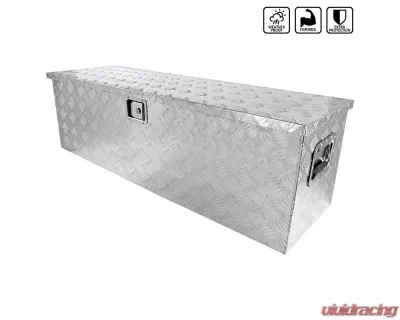 Spec-D Universal 44" Heavy Duty Silver Aluminum Truck Tool Box w/ Side Handles, Lock, & Keys - TBOX-ALM06