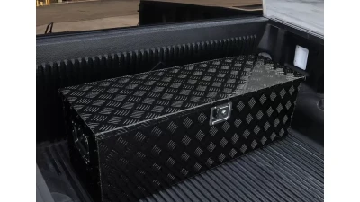 Spec-D Universal 44" Heavy Duty Black Aluminum Tool Box w/ Side Handles, Lock, & Keys                                     - TBOX-ALM06BK - Image 3