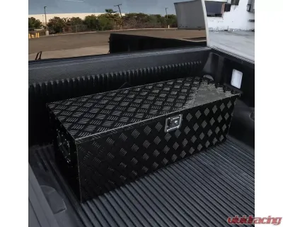 Spec-D Universal 44" Black Aluminum Heavy Duty Truck Tool Box w/ Side Handles, Lock & Keys - TBOX-ALM06BK